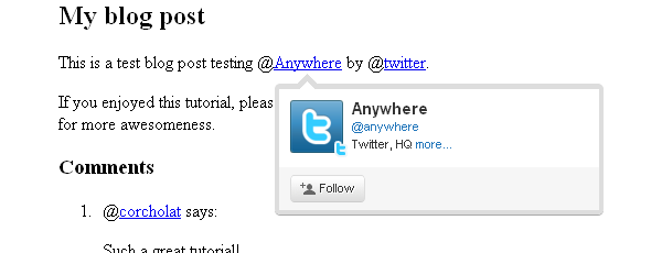 使用 Twitter 的 @Anywhere 服务的 6 个简单步骤 使用 Twitter 的 @Anywhere 服务的 6 个简单步骤