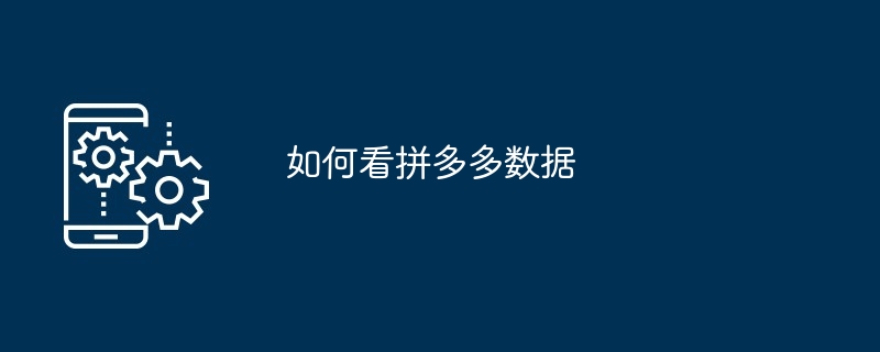 如何看拼多多数据