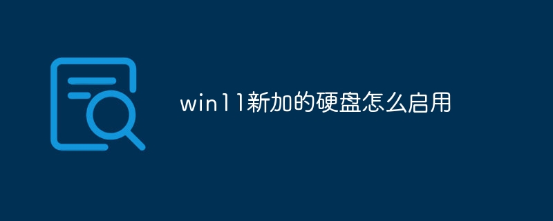 win11新加的硬盘怎么启用
