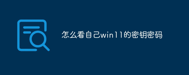 怎么看自己win11的密钥密码